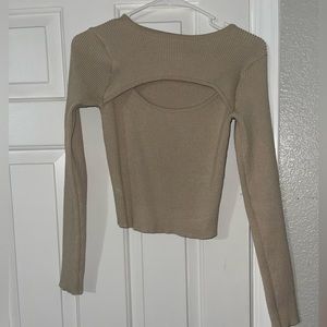 Petal and pup long sleeve ribbed cut out short